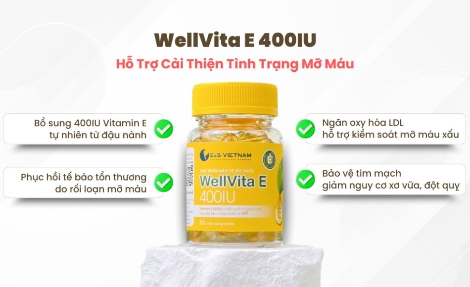 Bổ sung Vitamin E từ WellVita E mang lại nhiều lợi ích hỗ trợ tích cực cho sức khỏe
