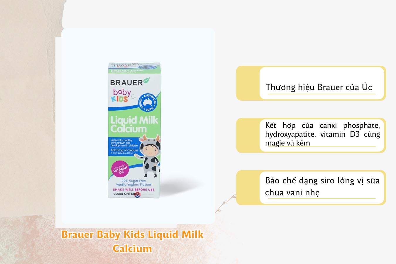 Canxi hữu cơ Brauer Baby Kids Liquid Milk Calcium