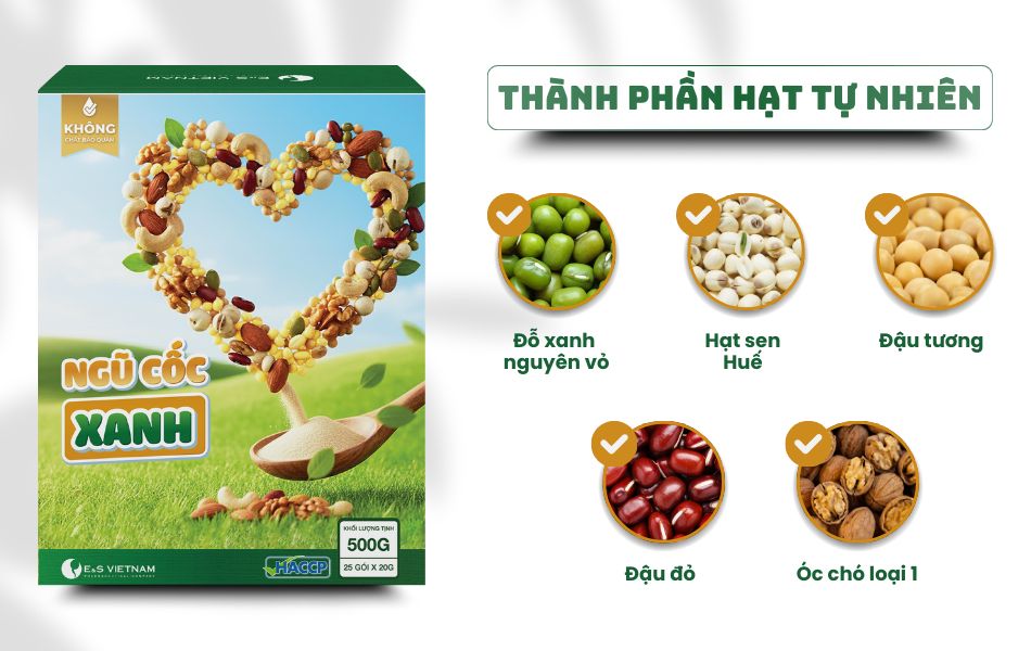 Thành phần hạt tự nhiên trong ngũ cốc nội tiết Xanh