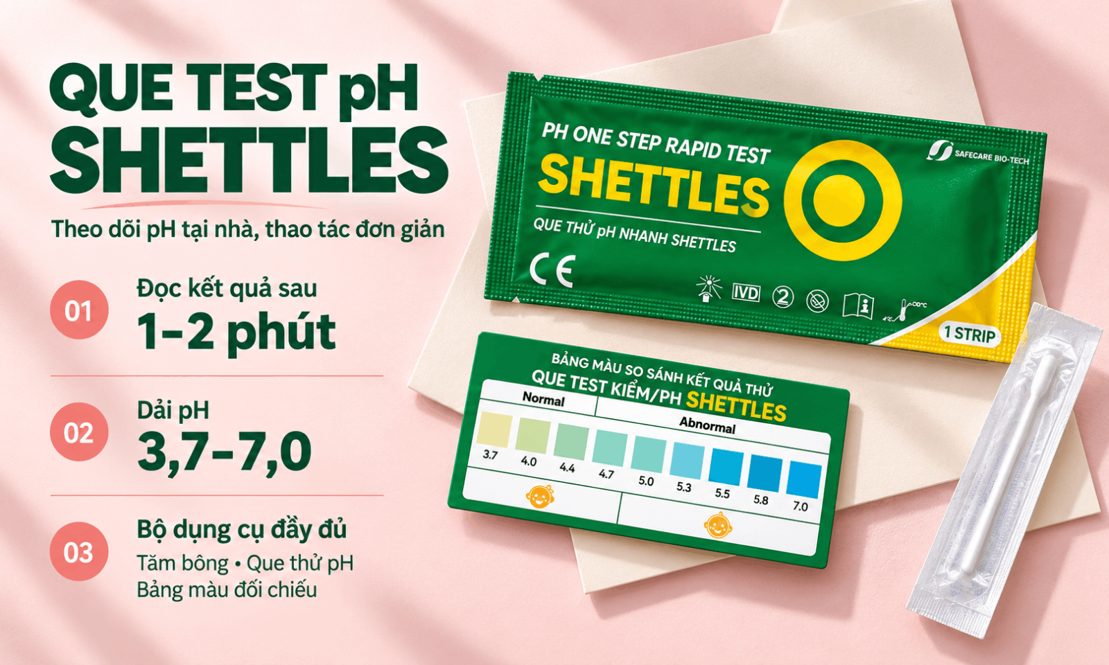 Bộ sản phẩm que thử pH Shettles