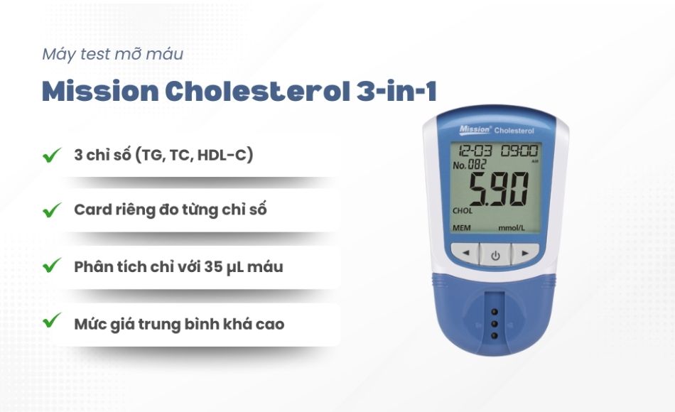 Máy test mỡ máu Cholesterol 3-in-1