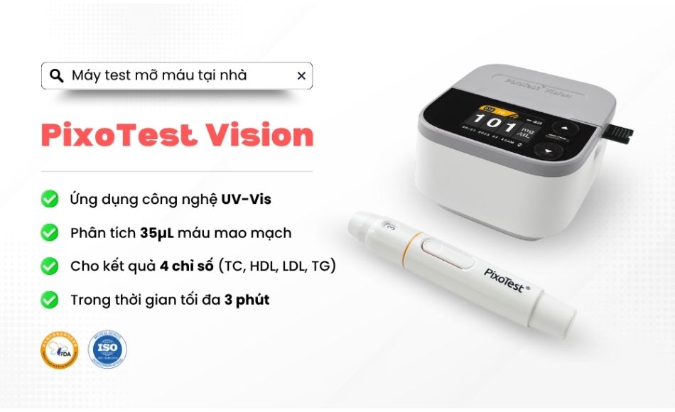 Máy test mỡ máu tại nhà PixoTest Vision