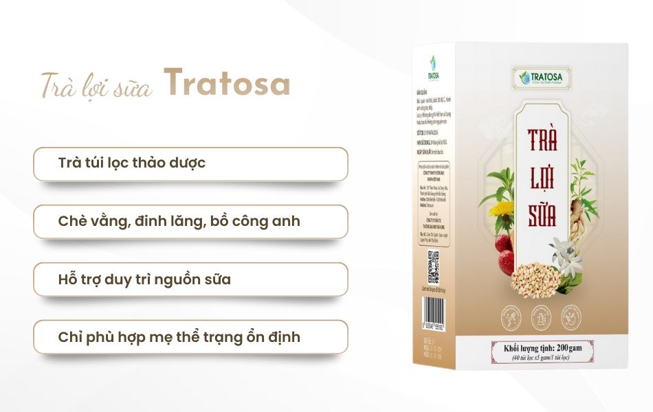 Trà lợi sữa Tratosa hỗ trợ bồi dưỡng cơ thể mẹ sau sinh