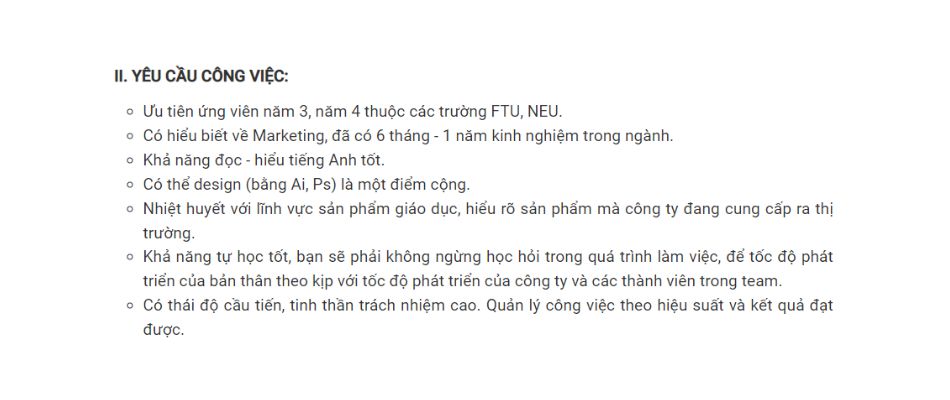 Mẫu tuyển dụng của công ty TM (Nguồn: Nguyễn Thu Hà)